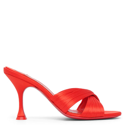 Nicol is Back 85 red satin mules