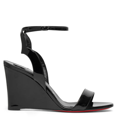 Zeppa Chick 85 black patent wedge sandals