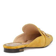 Yellow 20 velvet mule flats