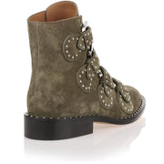 Elegant flat green suede boot