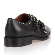 Black leather studded flat