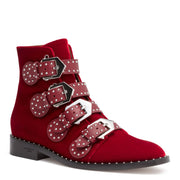 Elegant Flat Dark Red Ankle Boot