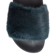 Dark Green Mink Slide Sandal