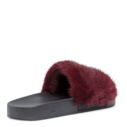 Burgundy mink slide sandals