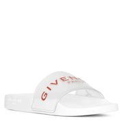 Clear and white rubber slides sandals