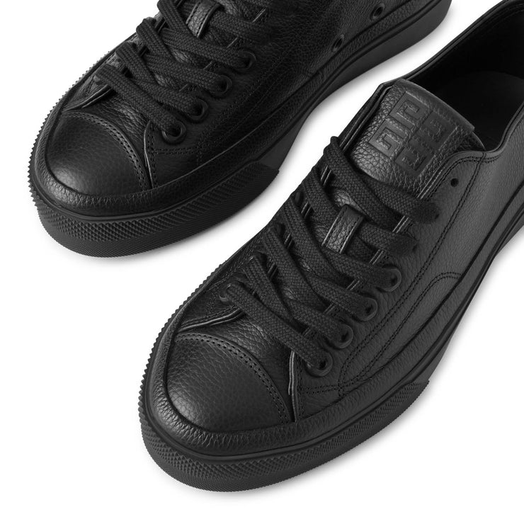 City  black leather sneakers