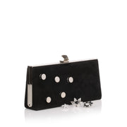 Celeste small black suede clutch