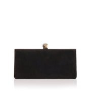 Celeste small black suede clutch