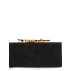 Celeste small black crystal logo clutch