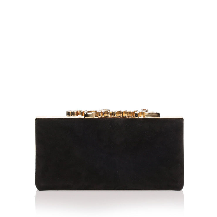 Celeste small black crystal logo clutch