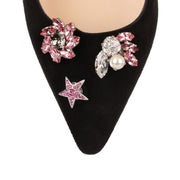 Fleur pink crystal jewelled button