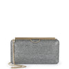 Ellipse grey glitter fabric clutch