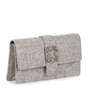 Capri grey tweed embellished clutch