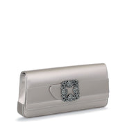 Gothisi silver grey satin clutch