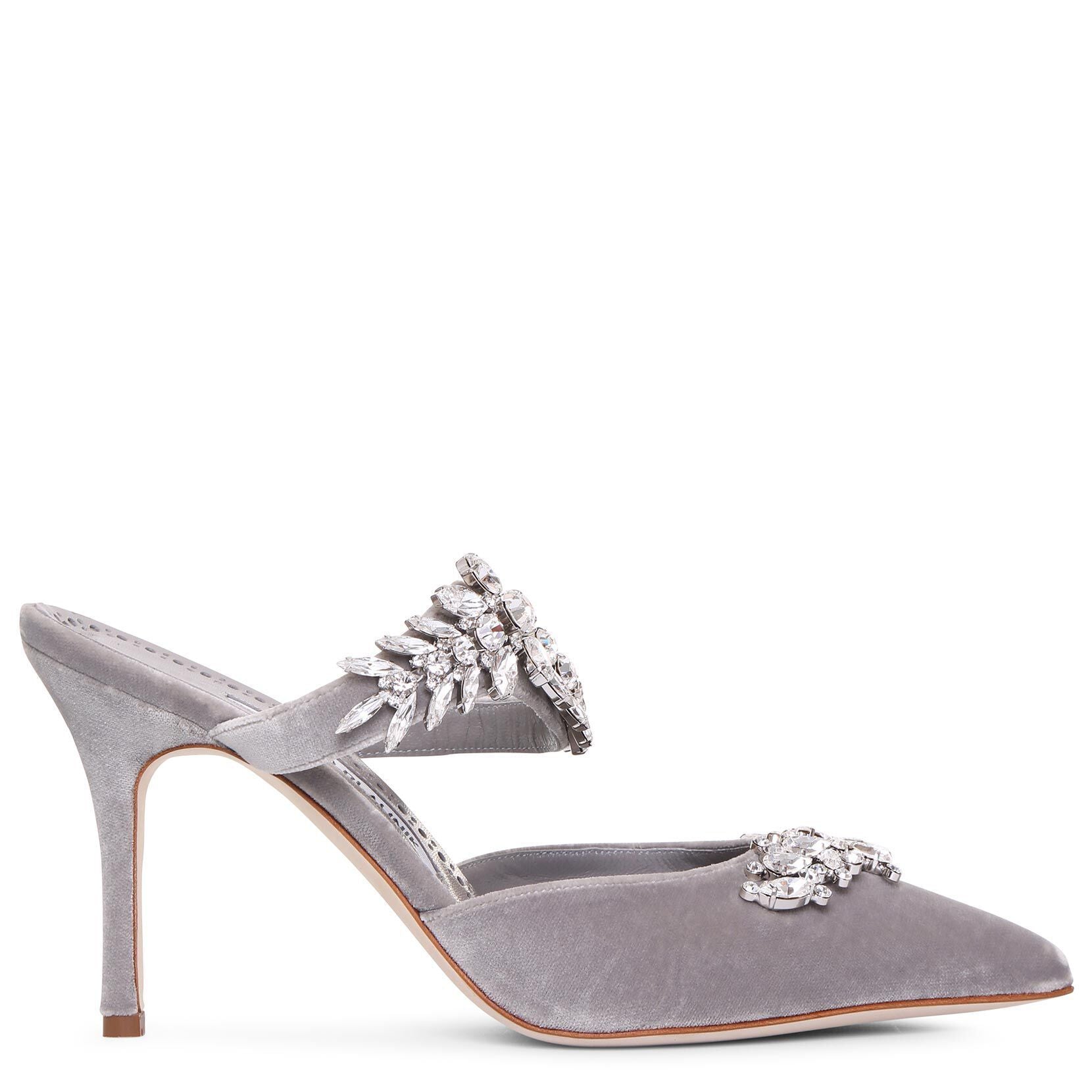 Lurum grey velvet mules