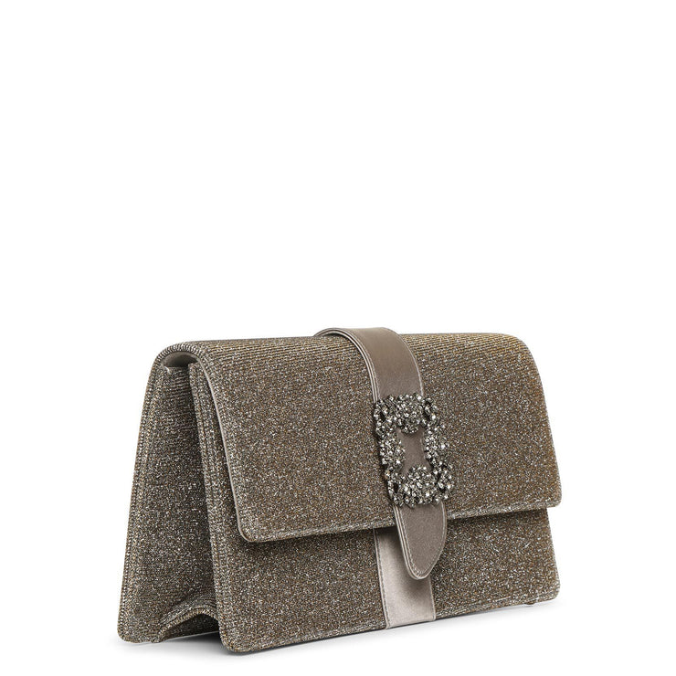 Capri jewel dark gold glitter clutch