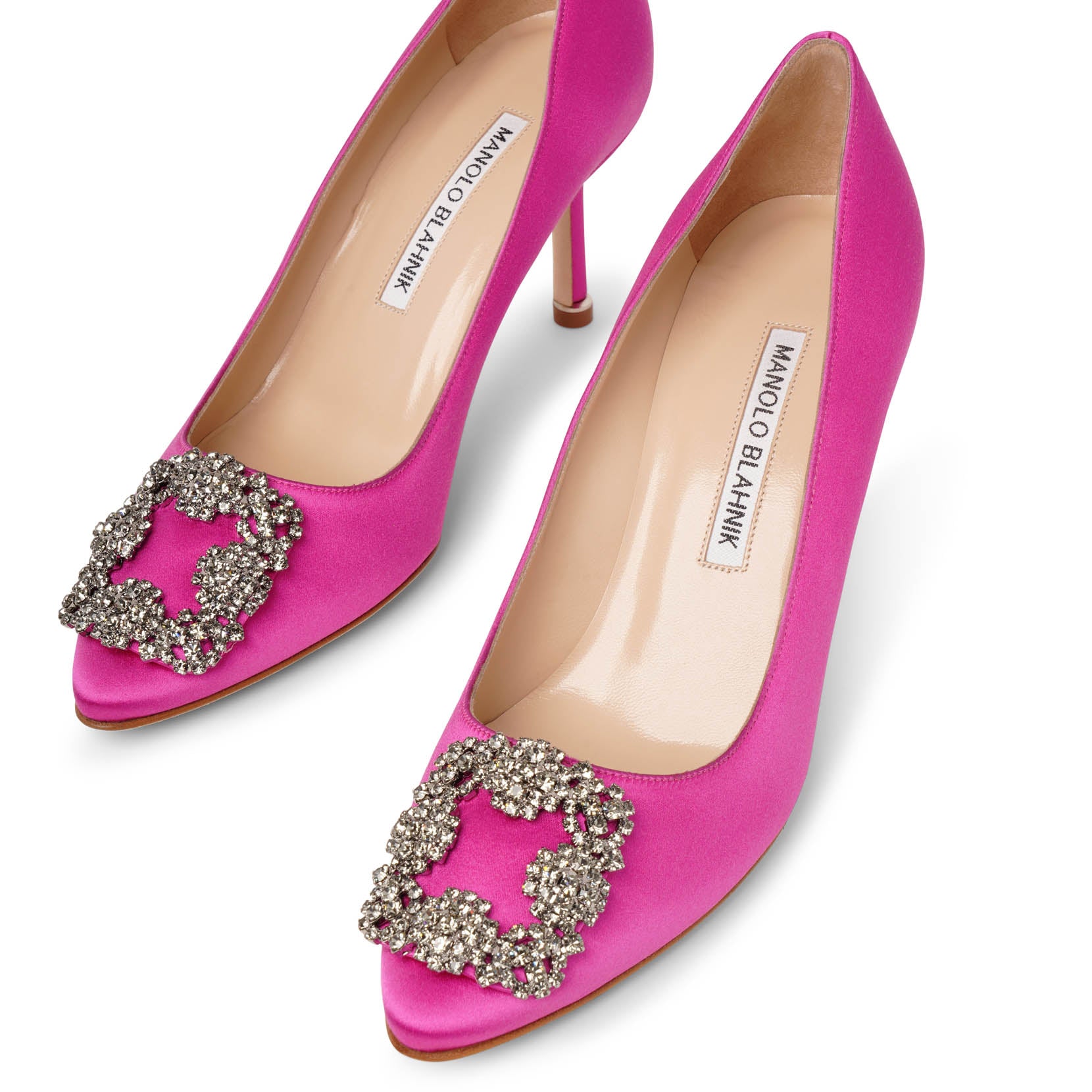 Manolo Blahnik | Hangisi 70 pink satin pumps | Savannahs