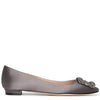 Hangisi flat grey satin ballerinas