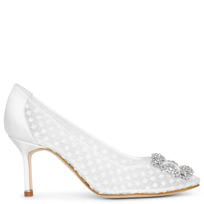 Hangisi 70 white lace pumps
