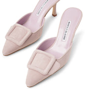 Maysale 70 light pink suede mules