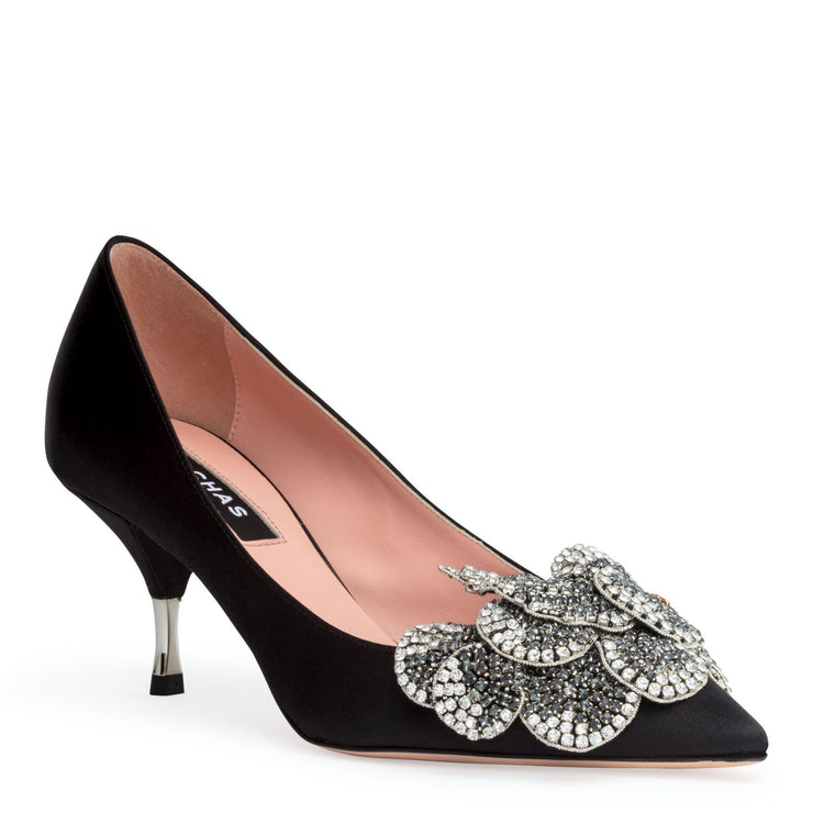 Black 60 crystal embellished pumps