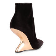 Bolgheriv black velvet runway wedge