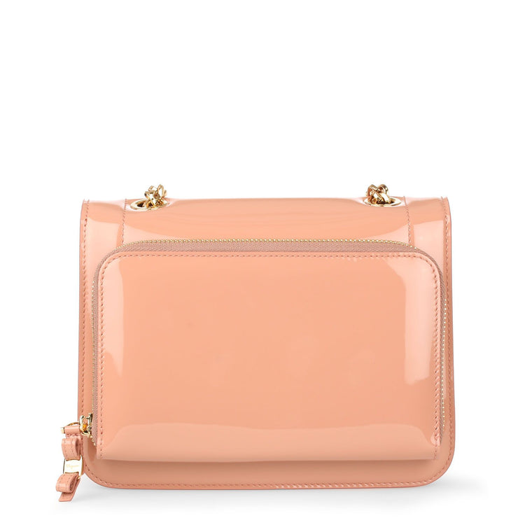 Vara nude patent leather shoudler bag