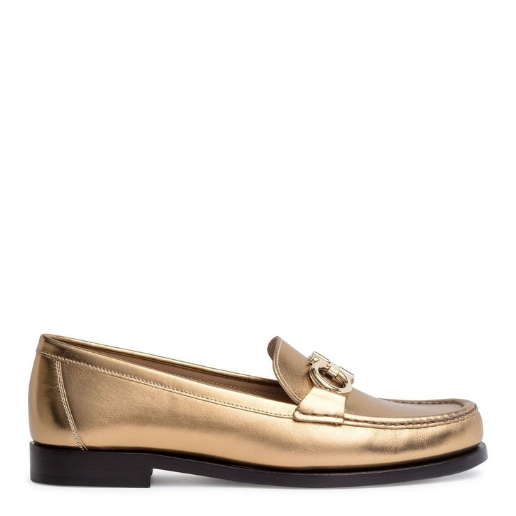Gold leather flats