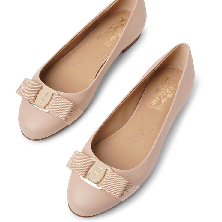 Varina nude leather ballerinas