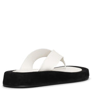 Ginza two-tone leather and suede platform flip flops