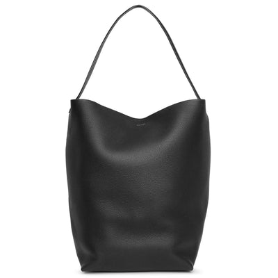 Large N/S black leather park tote bag