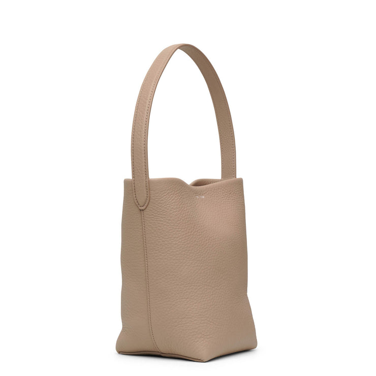 Small N/S Park taupe grain leather tote bag
