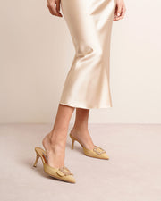 Maysale 70 crystal gold mules